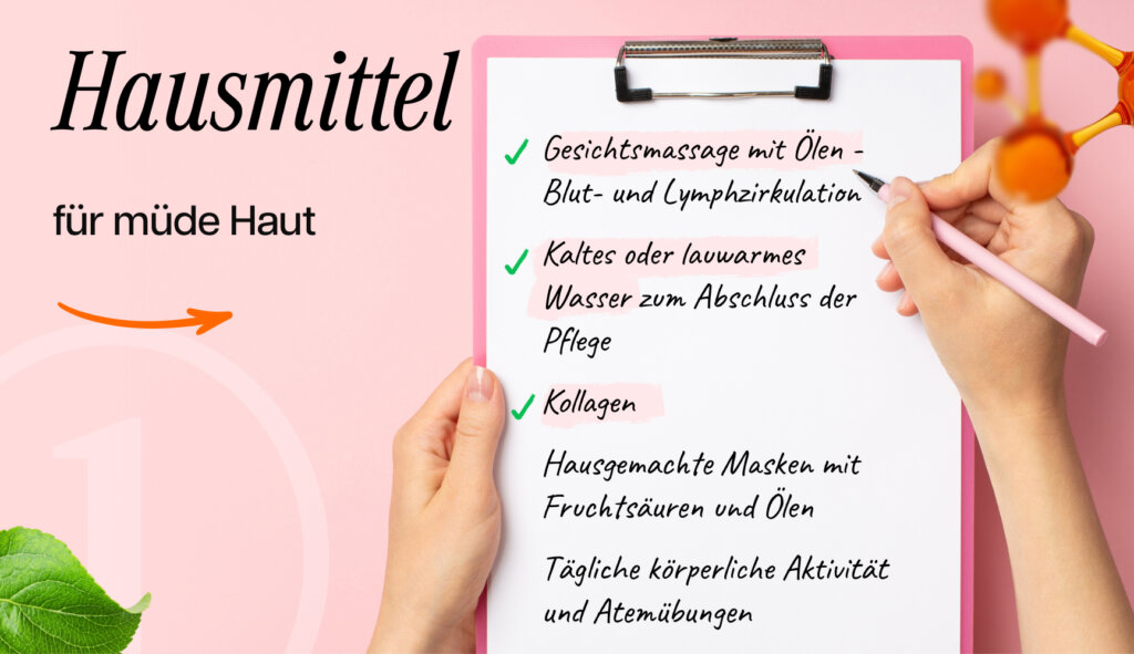 Grafik, die Hausmittel gegen müde Haut zeigt