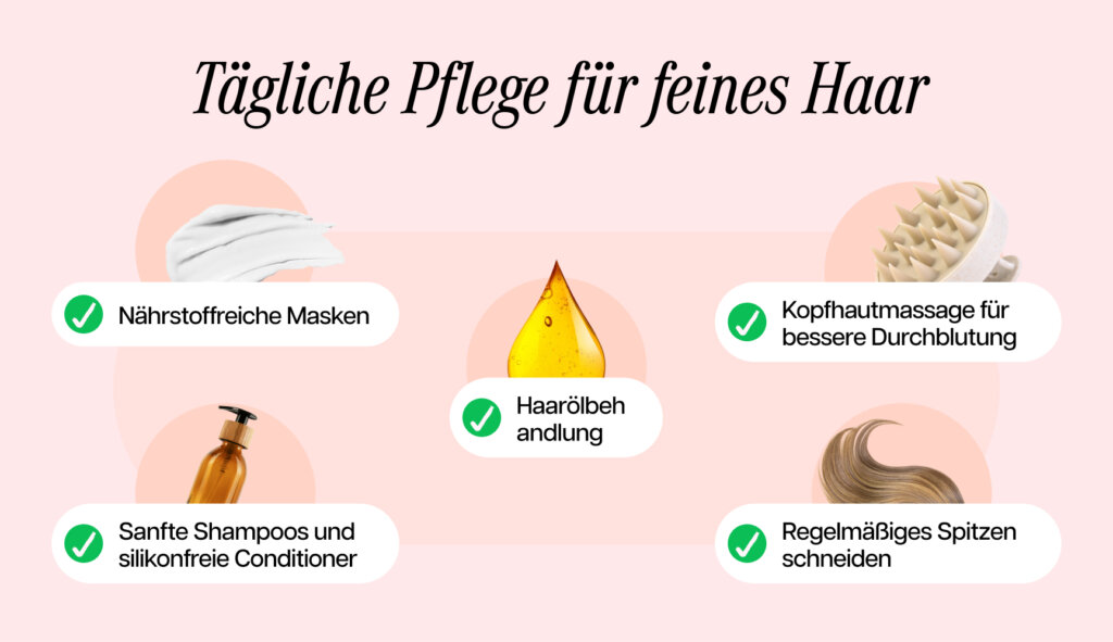 Infografik zur täglichen Pflege von dünnem Haar